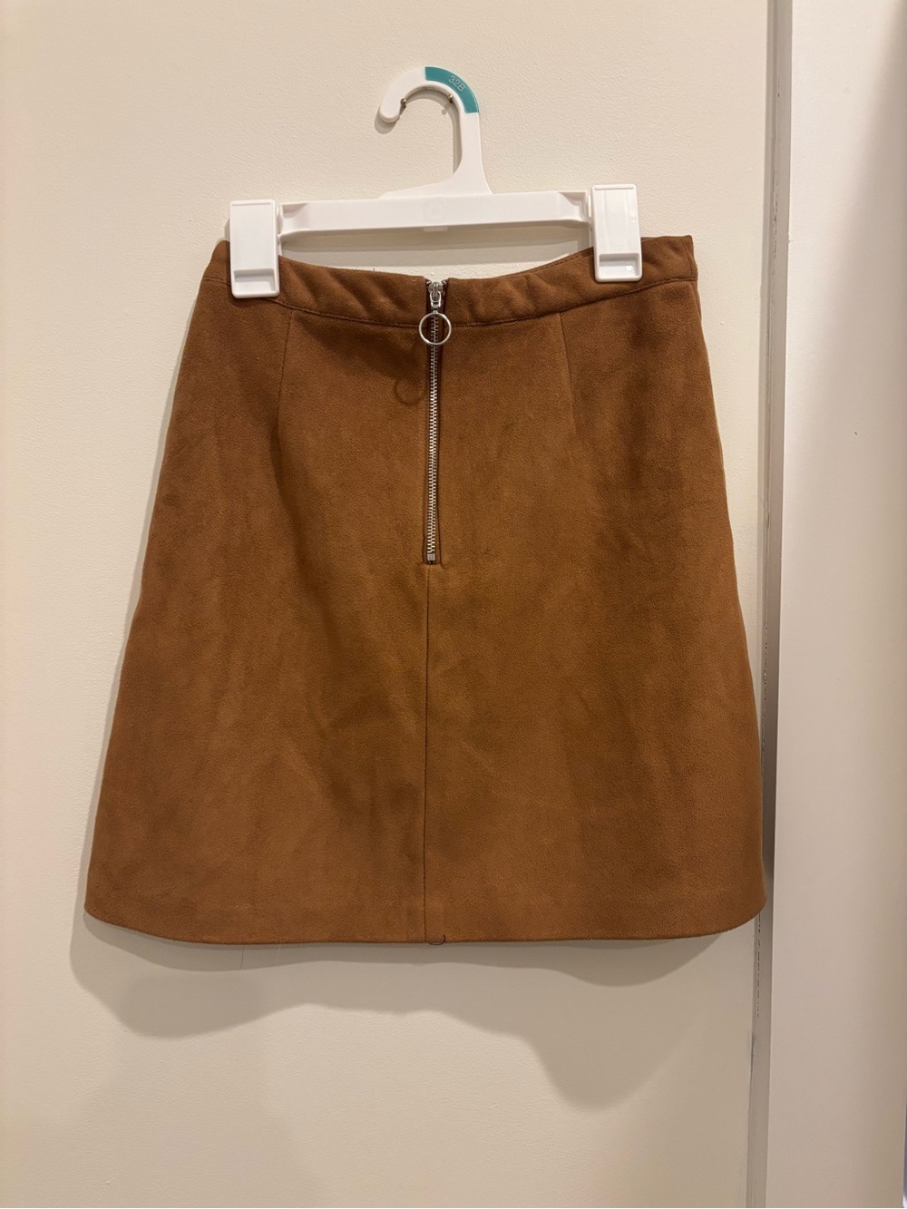 Primark Brown Faux Suede A-Line Skirt with Front Ring Zip